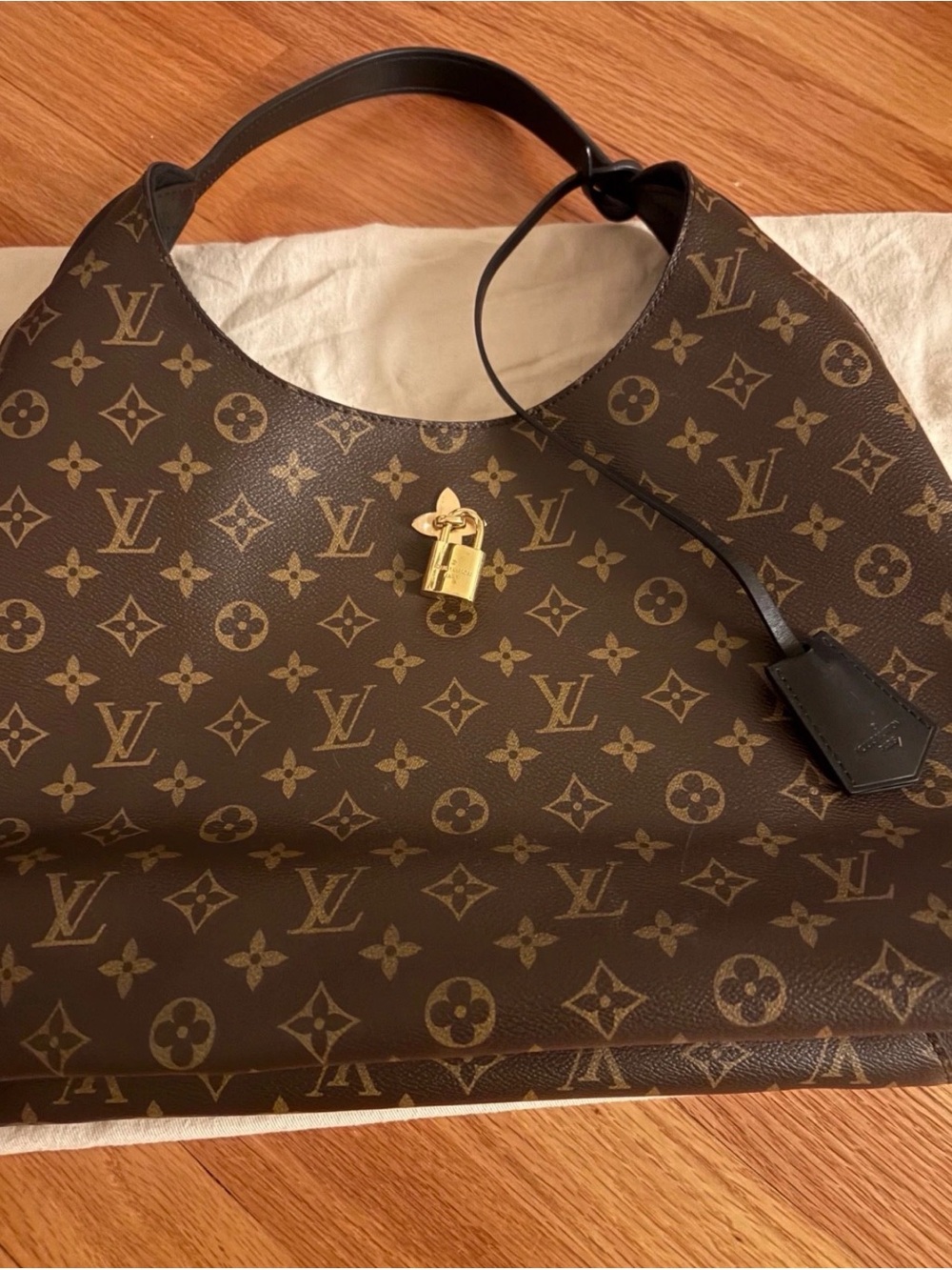Louis Vuitton Flower Brown Monogram Canvas Shoulder Bag with Gold Hardware